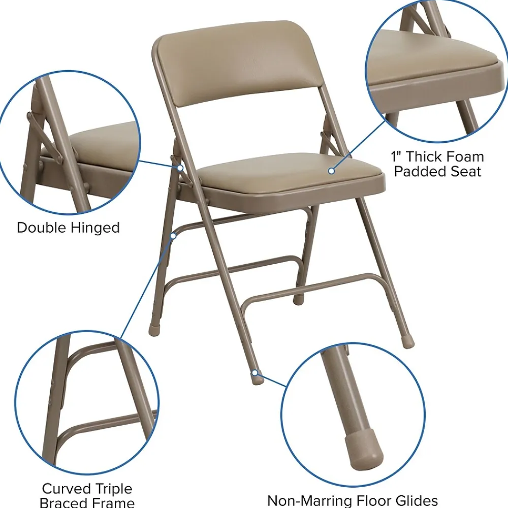 Folding & Stacking*Flash Furniture HERCULES Series Vinyl Banquet/Reception Chair, Beige, 2/Pack (2HAMC309AVBGE)
