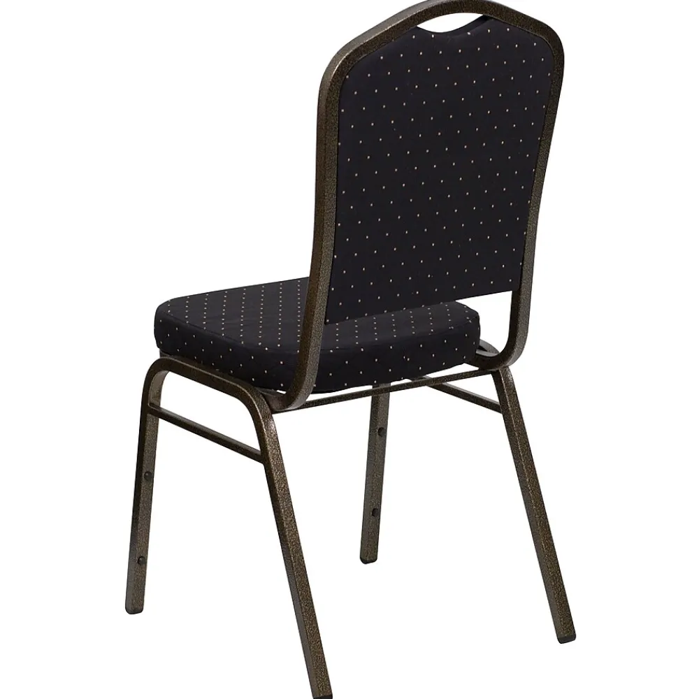 Folding & Stacking*Flash Furniture HERCULES Series Fabric Banquet Stacking Chair, Black Patterned/Gold Vein Frame, 4 Pack (4FDC01GVS0806)