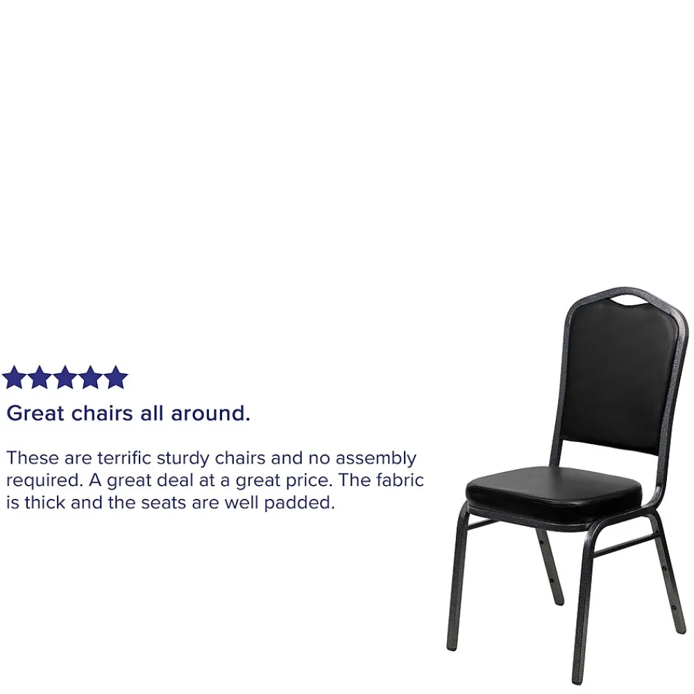Folding & Stacking*Flash Furniture HERCULES Series Vinyl Banquet Stacking Chair, Black/Silver Vein Frame, 4 Pack (4FDC01SVBKVY)