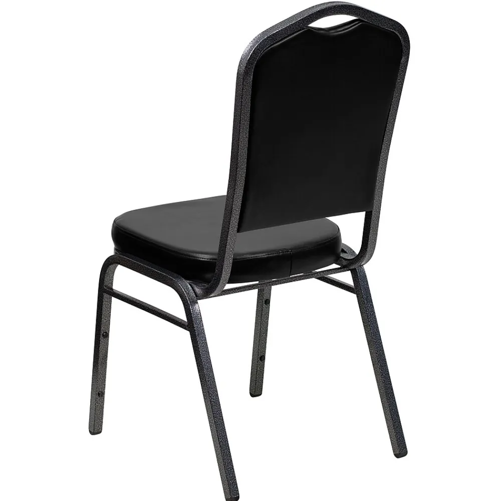 Folding & Stacking*Flash Furniture HERCULES Series Vinyl Banquet Stacking Chair, Black/Silver Vein Frame, 4 Pack (4FDC01SVBKVY)