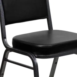 Folding & Stacking*Flash Furniture HERCULES Series Vinyl Banquet Stacking Chair, Black/Silver Vein Frame, 4 Pack (4FDC01SVBKVY)