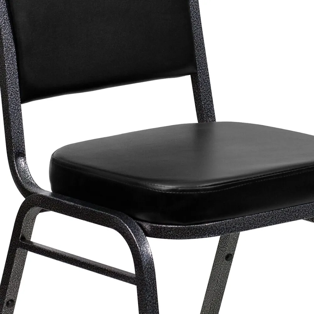 Folding & Stacking*Flash Furniture HERCULES Series Vinyl Banquet Stacking Chair, Black/Silver Vein Frame, 4 Pack (4FDC01SVBKVY)