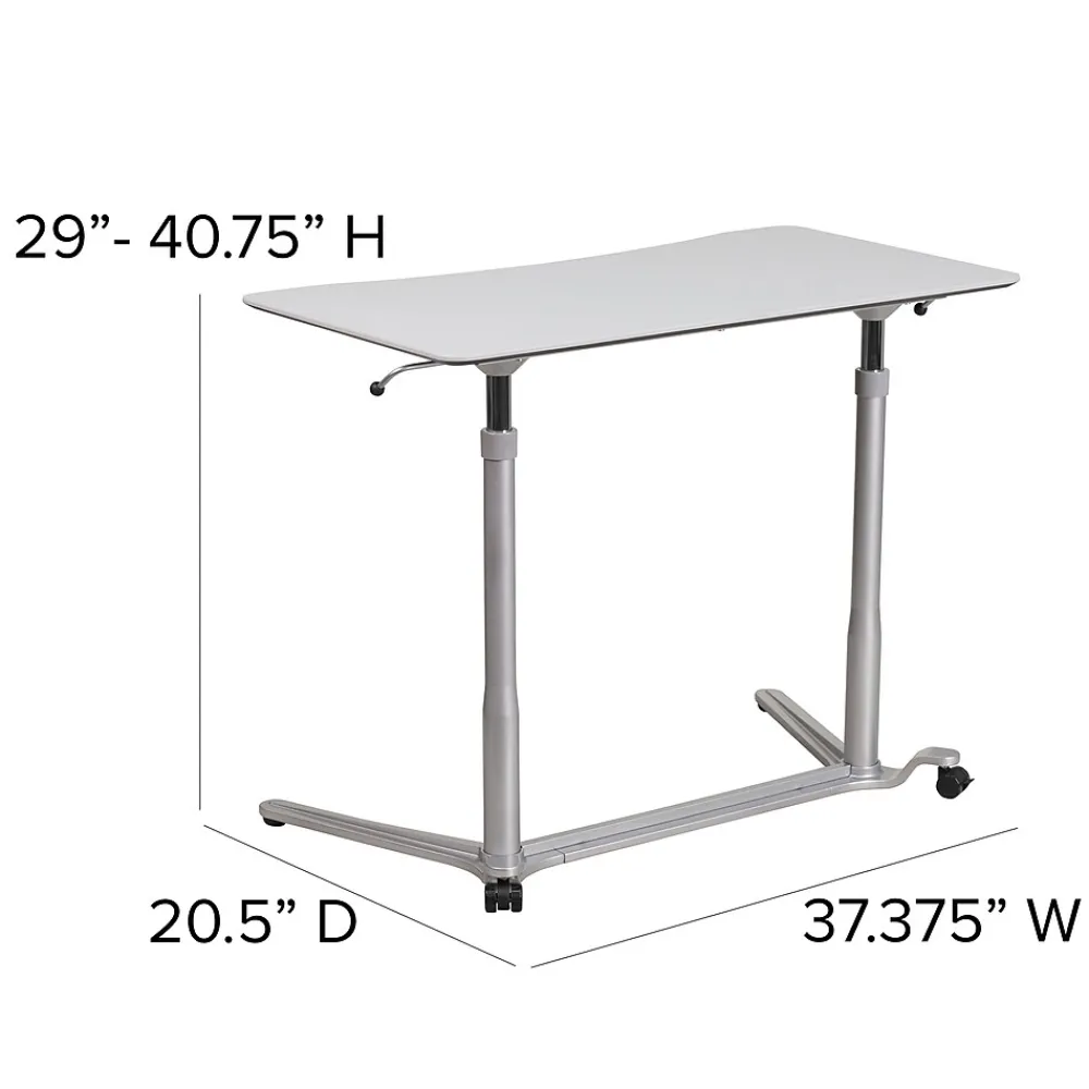 Standing Desks*Flash Furniture Merritt 37"W Rectangular Adjustable Standing Computer Desk, Light Gray (NANIP61)