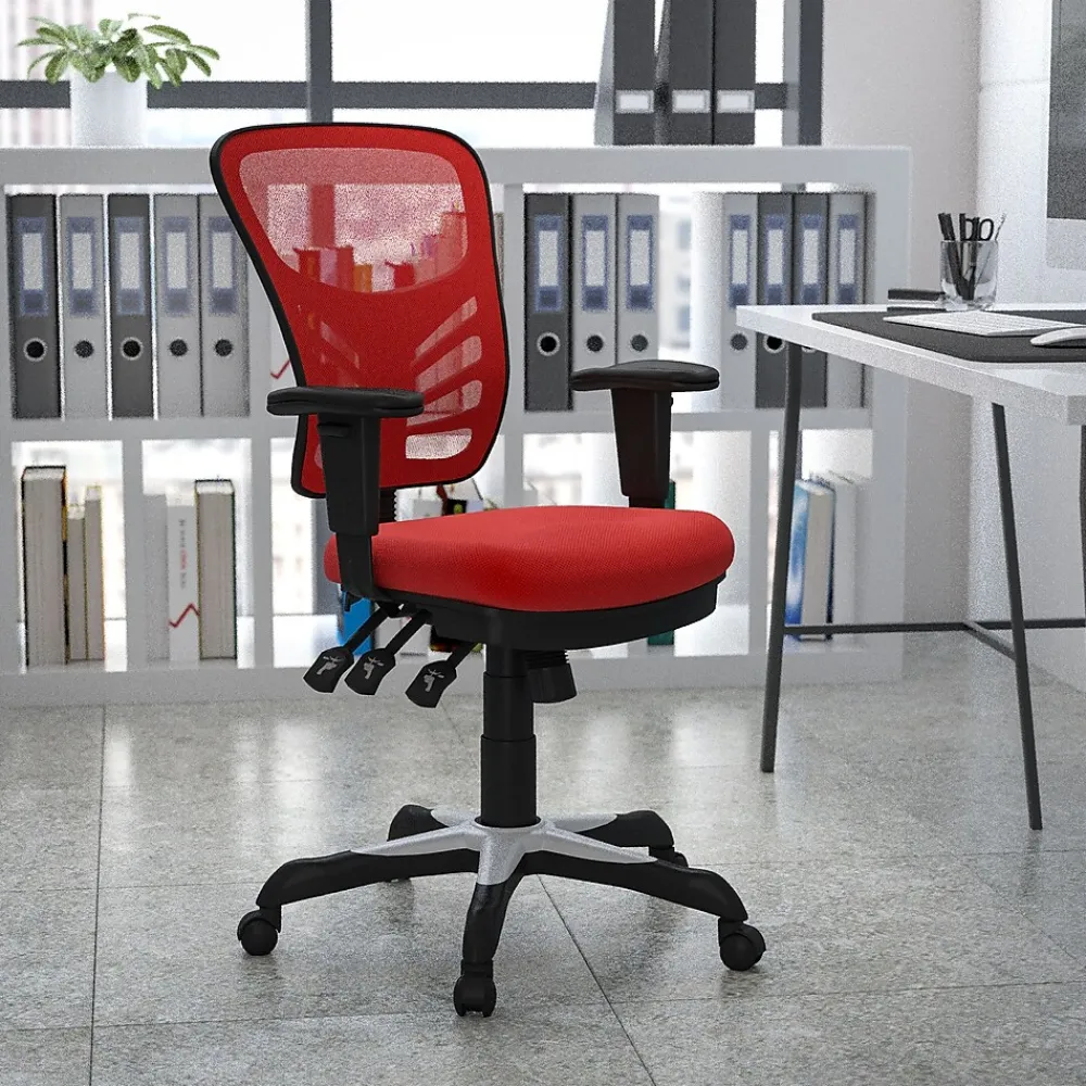 Ergonomic Chairs*Flash Furniture Nicholas Ergonomic Mesh Swivel Mid-Back Multifunction Executive Office Chair, (HL0001) Red