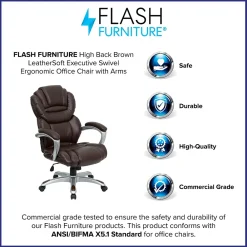 Office Chairs*Flash Furniture Stella Ergonomic LeatherSoft Swivel High Back Executive Office Chair, Brown (GO901BN)