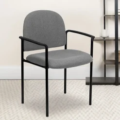 Folding & Stacking*Flash Furniture Tiffany Fabric Stackable Side Reception Chair with Arms, Gray (BT5161GY)