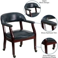 Office Chairs*Flash Furniture Vinyl Mid Back Luxurious Conference Chair With Casters, Blue