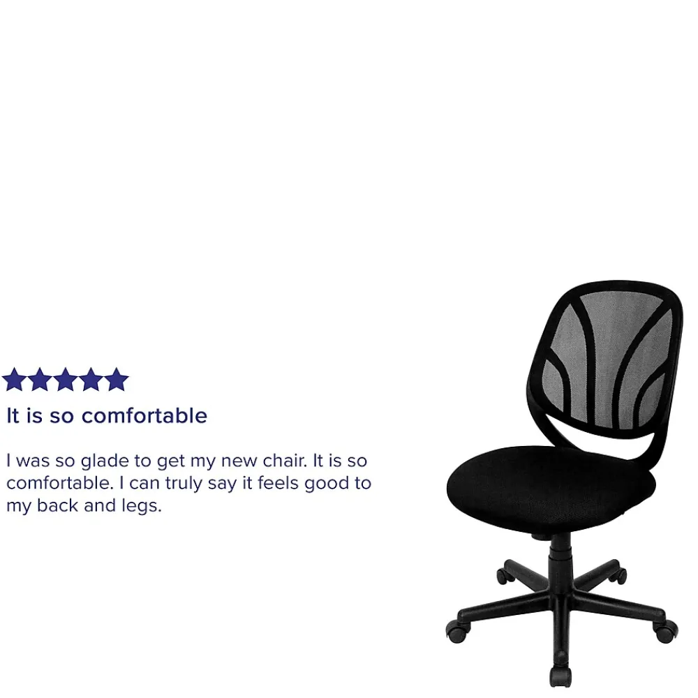 Office Chairs*Flash Furniture Y-GO Office Armless Ergonomic Mesh Swivel Mid-Back Task Office Chair, Black (GOWY05)