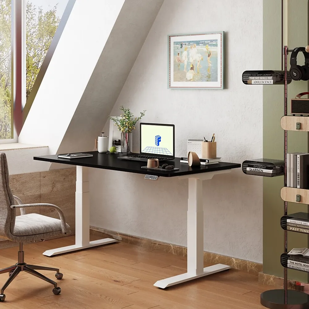 Standing Desks*FlexiSpot E7 Series 60"W Electric Adjustable Standing Desk, Black/White (E7W6024B)