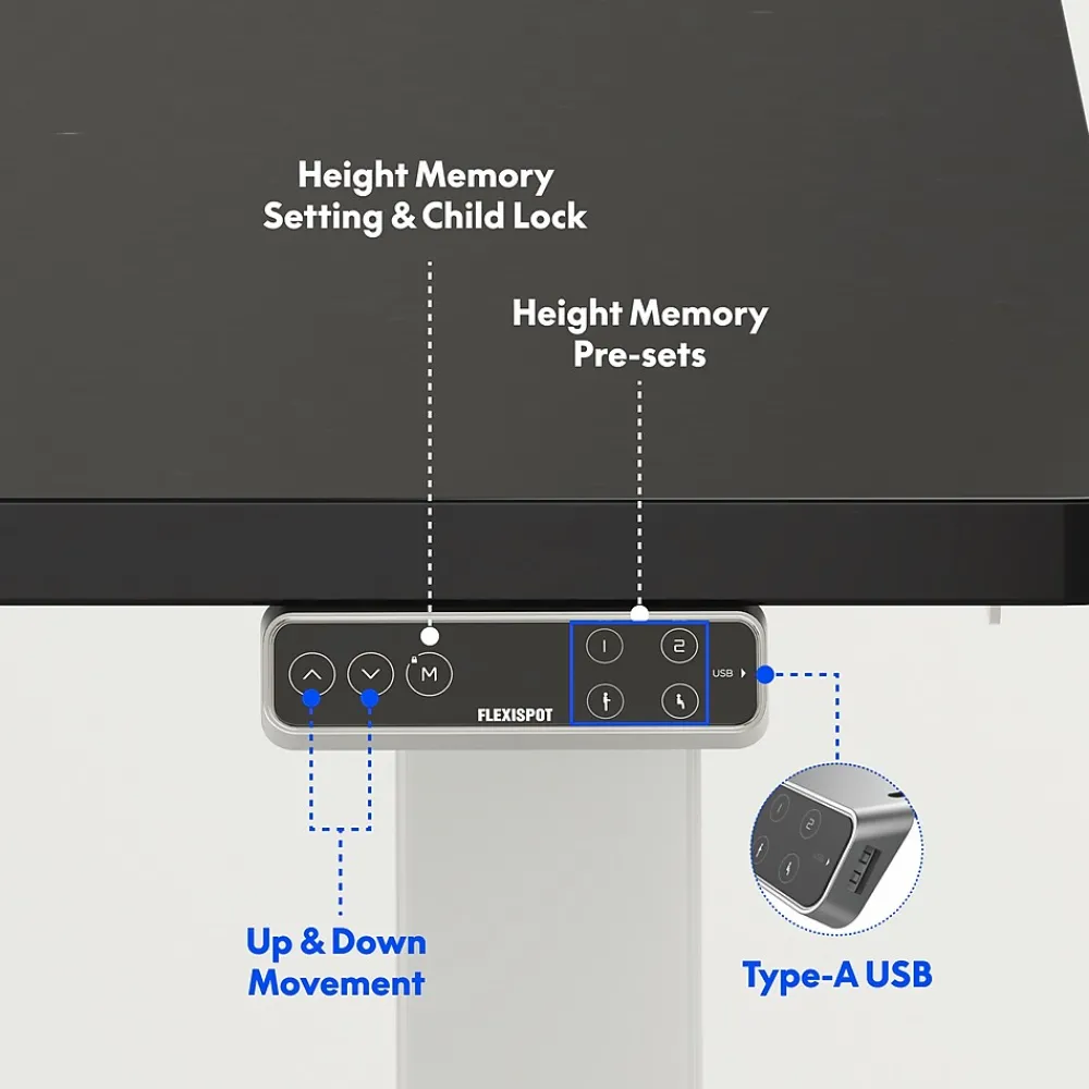 Standing Desks*FlexiSpot E7 Series 60"W Electric Adjustable Standing Desk, Black/White (E7W6024B)