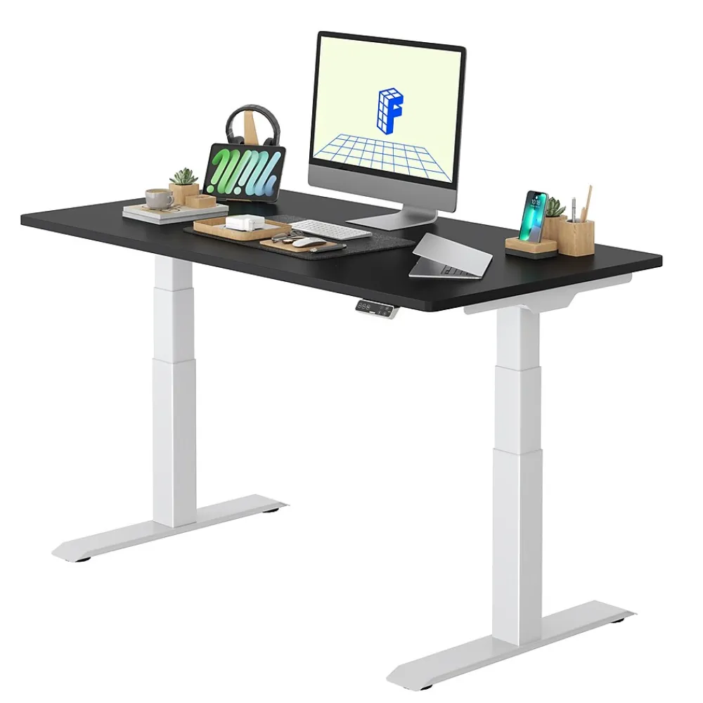 Standing Desks*FlexiSpot E7 Series 60"W Electric Adjustable Standing Desk, Black/White (E7W6024B)