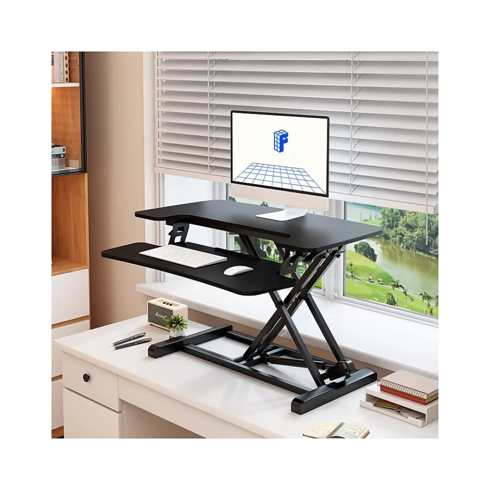 Standing Desks*FlexiSpot M7 Series 32"W Manual Rectangular Adjustable Standing Desk Converter, Black (M7-E-32B)