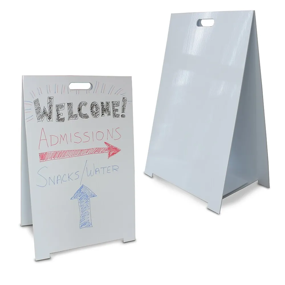 Dry Erase*Flipside Dry-Erase Marquee Easel, 35.5", White Corrugated Plastic (31276)