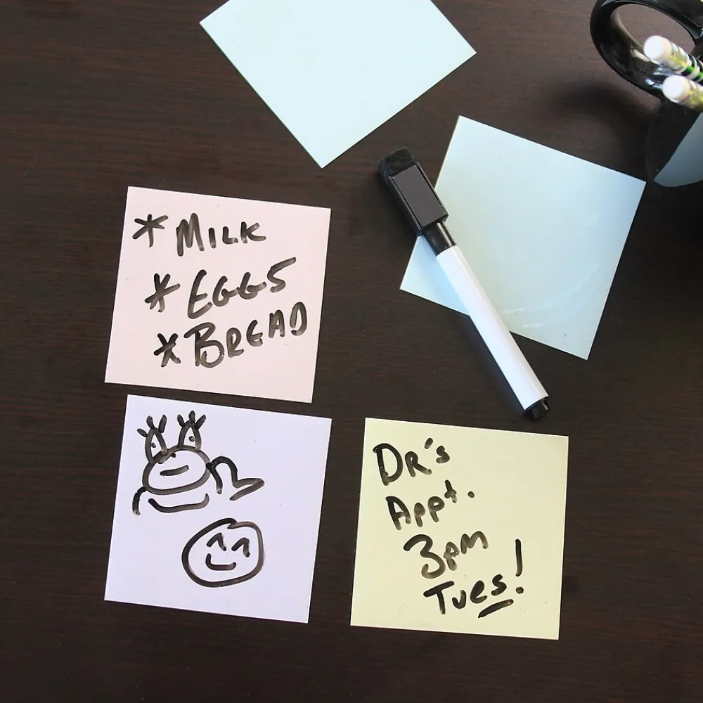 Dry Erase*Flipside Dry-Erase Sticky Notes, 3" x 3", 12/Pack, 2 Packs/Box (95533)