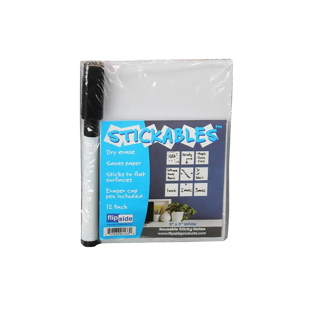 Dry Erase*Flipside Dry-Erase Sticky Note, 3" x 3", Dozen (91133)