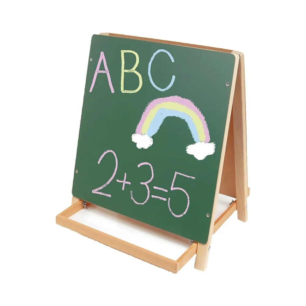 Dry Erase*Flipside Tabletop Easel, 18.5", White/Green/Wood, Assorted Materials (17305)