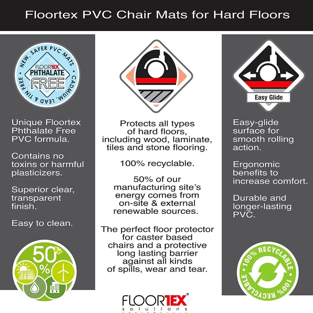 Chair Mats*Floortex Advantagemat Hard Floor Chair Mat, 48" x 118", Clear PVC (FR1230025EV)