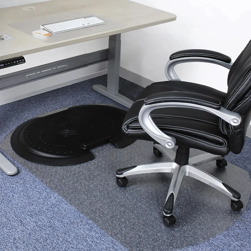 Chair Mats*Floortex AFS-TEX 'Sit to Stand' 38" x 62" Rectangular Chair Mat for Carpets with Anti-Fatigue Mat, Polycarbonate (FCA11S)