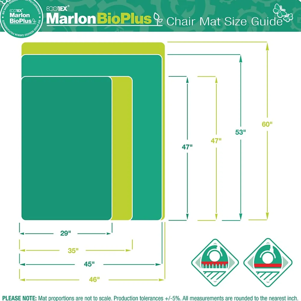 Chair Mats*Floortex Ecotex BioPlus Carpet Chair Mat, 46" x 60", Clear Bio Based Polycarbonate (NRCMFLBG0004)