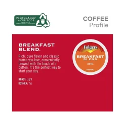 Folgers Breakfast Blend Coffee, Keurig K-Cup Pod, 96/Carton (000370677/6684CT)