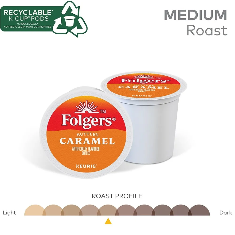 Folgers Buttery Caramel Coffee, Keurig K-Cup Pod, Medium Roast, 24/Box, 4 Boxes/Carton (6680CT)