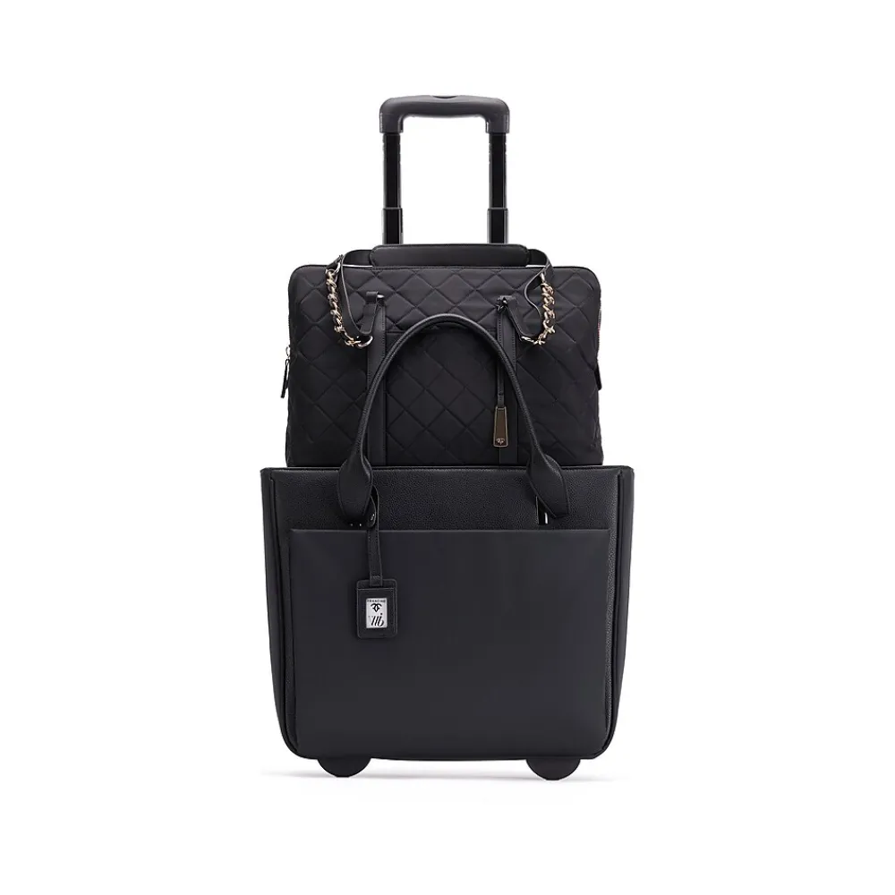 Florence Faux Leather Tote Bag, Black (FLORLRT-01)<Francine Collection Outlet