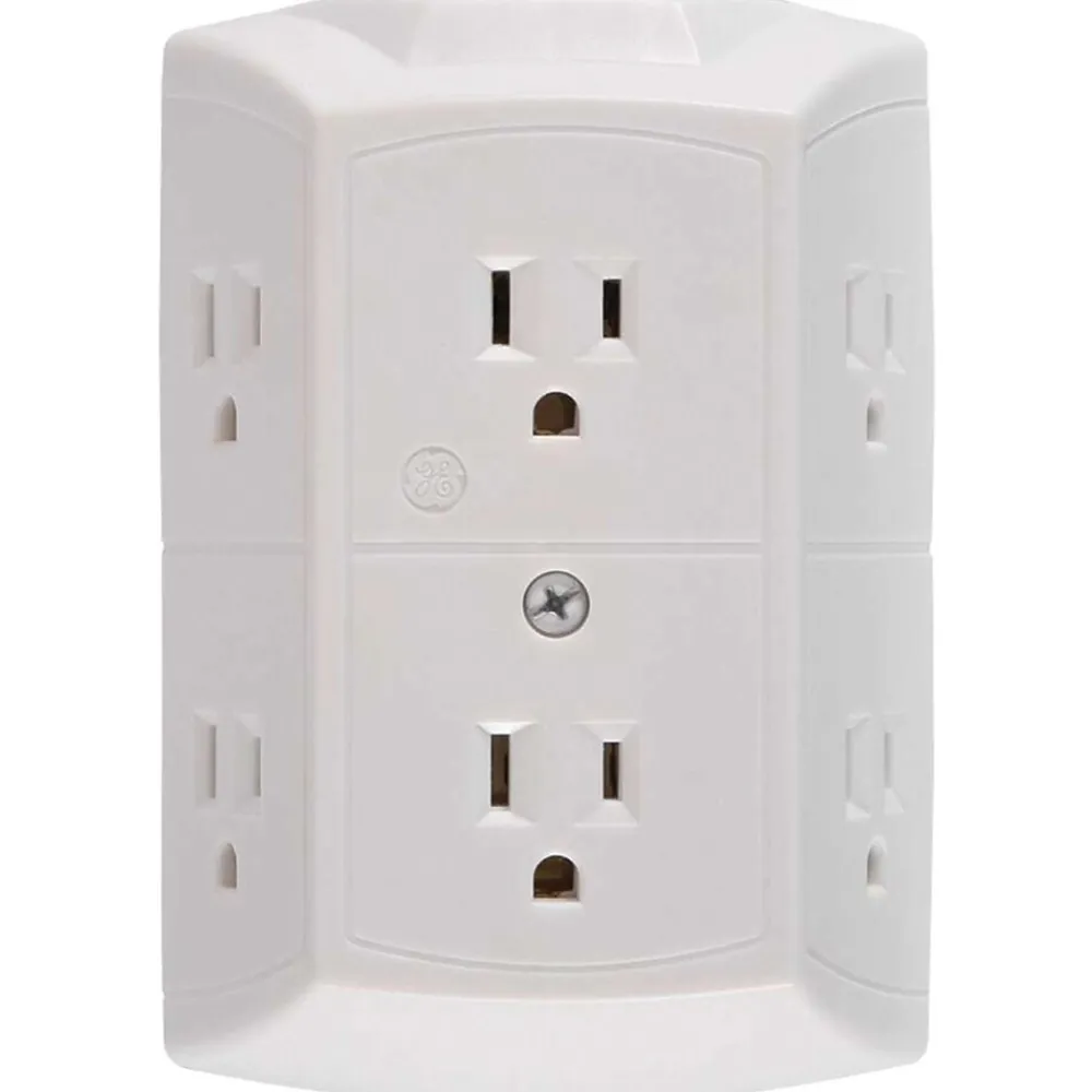 GE 56575 6-outlet Grounded Wall Tap with Transformer/resettable Circuit