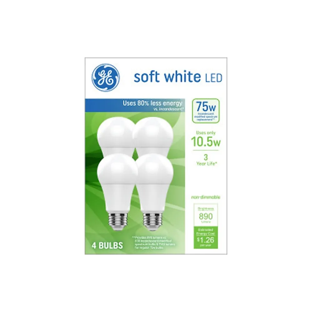 GE 10.5-Watt Soft White LED neral-Purpose Bulb, 4/Pack (93131064)