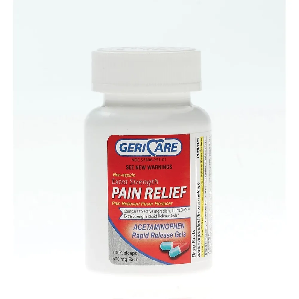 GeriCare Acetaminophen Extra-Strength Pain Reliever, Rapid Release Gels, 500mg, 100/Bottle (OTC873601)<Geri-Care Sale