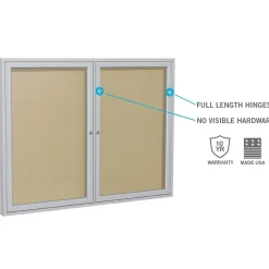 Bulletin*Ghent 3' H x 2' W Enclosed Vinyl Bulletin Board with Satin Frame, 1 Door, Silver (PA13624VX-193)