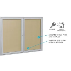 Bulletin*Ghent 4' H x 6' W Enclosed Vinyl Bulletin Board with Satin Frame, 3 Door (PA34872VX-181)