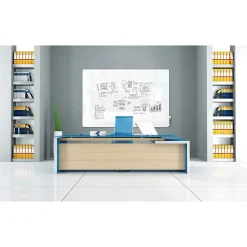 Dry Erase*Ghent Harmony 4'H x 5'W Magnetic Glass Whiteboard with Radius Corners, White (HMYRM45WH)