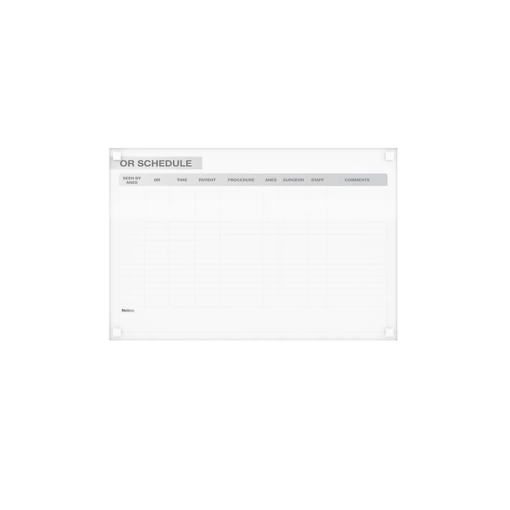 Dry Erase*Ghent Harmony OR Schedule Glass Dry-Erase Whiteboard, 4'H x 8'W (GRPHMYSN13S-48)