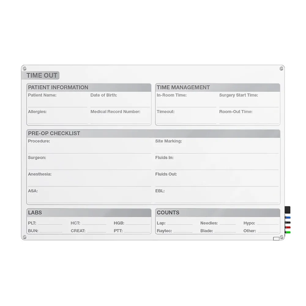 Dry Erase*Ghent Harmony OR Time Out Magnetic Glass Dry-Erase Whiteboard, 18'H x 24'W (GRPHMYRM12T-18)