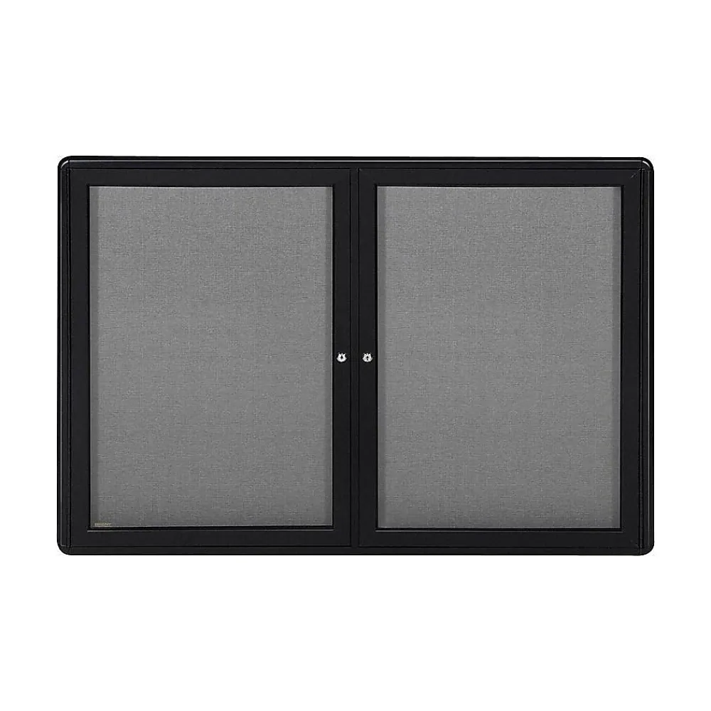 Bulletin*Ghent Ovation Fabric Enclosed Bulletin Board, Black Frame, 3'H x 4'W (OVK2-F91)