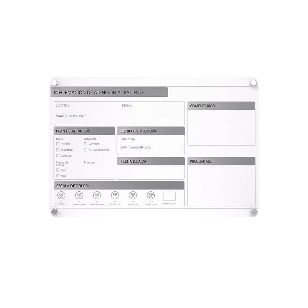 Dry Erase*Ghent Slide Changeable Patient Room Glass Dry-Erase Whiteboard, 24"H x 36"W (GRPHMYRNFM11P-23-12H)