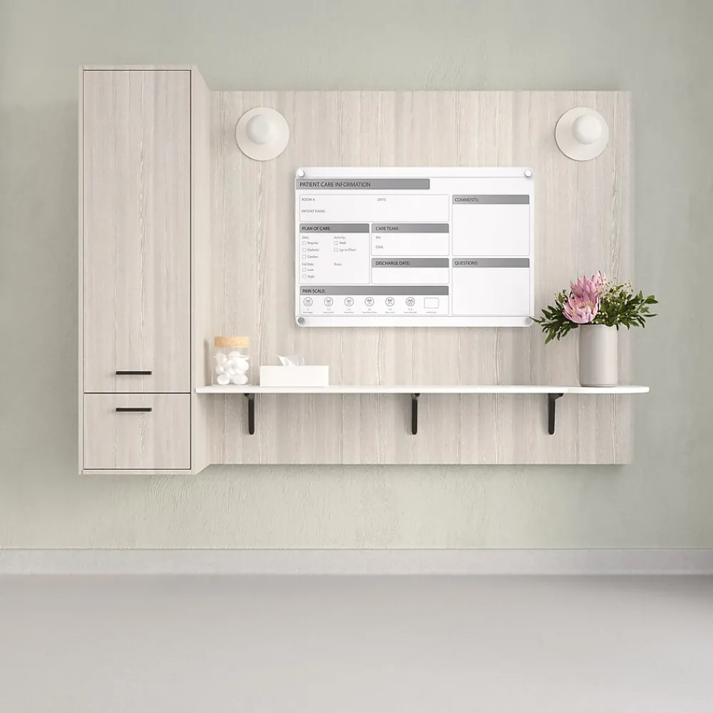 Dry Erase*Ghent Slide Changeable Patient Room Glass Dry-Erase Whiteboard, 24"H x 36"W (GRPHMYRNFM11P-23-12H)