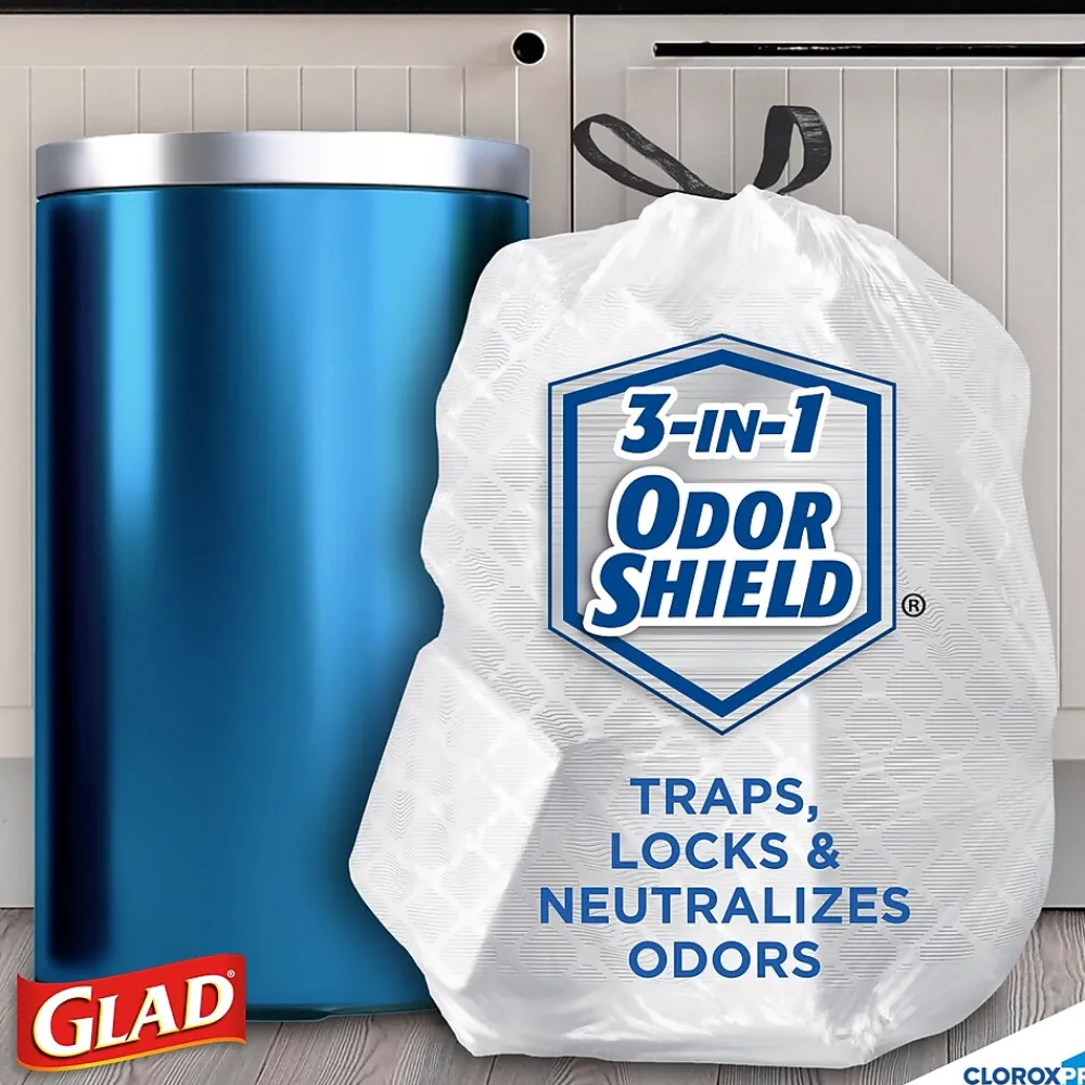 13 Gallon Trash Bag, 8.5"x8.5", Low Density, .72 mil, White, 100 Bags/Box (CLO 78526)<Glad Outlet