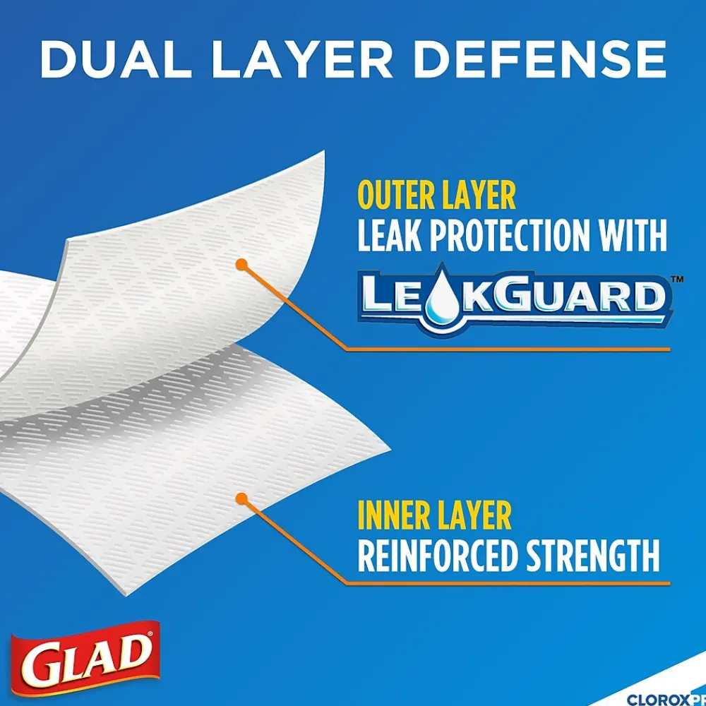 13 Gallon Trash Bag, 8.5"x8.5", Low Density, .72 mil, White, 100 Bags/Box (CLO 78526)<Glad Outlet