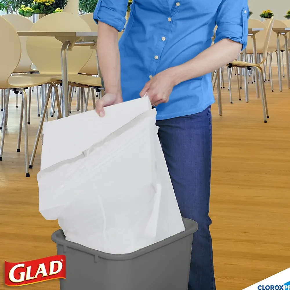 13 Gallon Trash Bag, 8.5"x8.5", Low Density, .72 mil, White, 100 Bags/Box (CLO 78526)<Glad Outlet