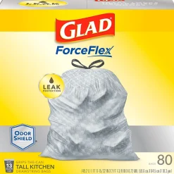 ForceFlex 13-Gallon Scented Kitchen Trash Bag, 0.72 mil, Gain Original, White, 80 Bags/Box (79009)<Glad New