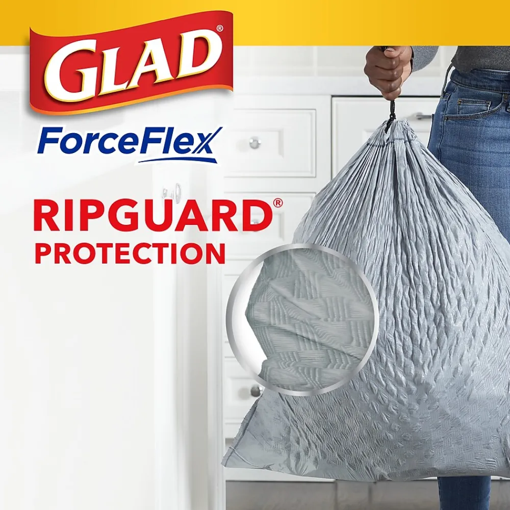 ForceFlex OdorShield 13 Gallon Kitchen Trash Bag, 23.75" x 25.4", Low Density, 0.72 mil, Gray, 120 Bags/Box (79158)<Glad Outlet