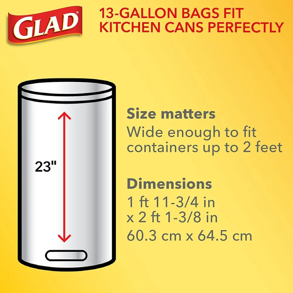 ForceFlex OdorShield 13 Gallon Kitchen Trash Bag, 23.75" x 25.4", Low Density, 0.72 mil, Gray, 120 Bags/Box (79158)<Glad Outlet