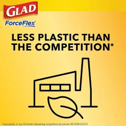 ForceFlex Tall 13 Gallon Kitchen Drawstring White Trash Bags, 110/Box (79098)<Glad Sale