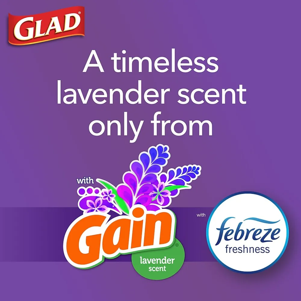 ForceFlex Tall Kitchen Drawstring Trash Bags, 13 Gallon, Gain Lavender with Febreze Freshness, 80 Count (78533)<Glad Outlet