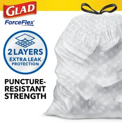 ForceFlex Tall Kitchen Drawstring Trash Bags, 13 Gallon, White, Gain Original scent, 80/Box (78750)<Glad Online