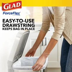 ForceFlex Tall Kitchen Drawstring Trash Bags, 13 Gallon, White, Gain Original scent, 80/Box (78750)<Glad Online