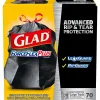 ForceFlexPlus 30 Gallon Trash Bag, 5.31" x 10.06", Low Density, 0.90 mil, Black, 70/Box (70358)<Glad Hot
