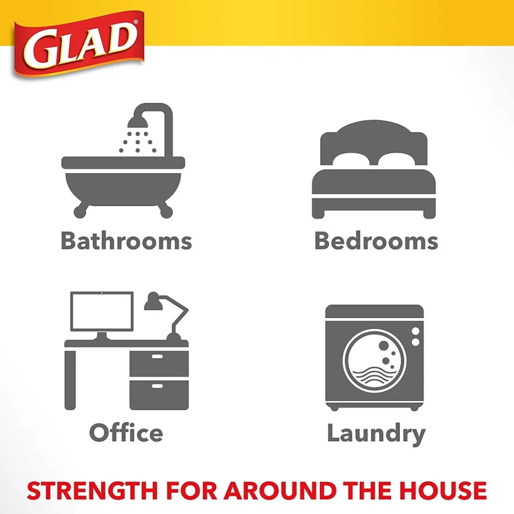 Medium Drawstring Trash Bags with Clorox, 8 Gallon, Grey, Lemon Fresh Bleach Scent, 26/Box(79316)<Glad Sale