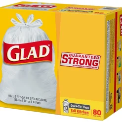 Quick-Tie Tall 13 Gallon Kitchen Trash Bags, 80/Box (60034)<Glad Discount